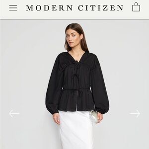 MODERN CITIZEN Hira Cotton Tie-Front Blouse